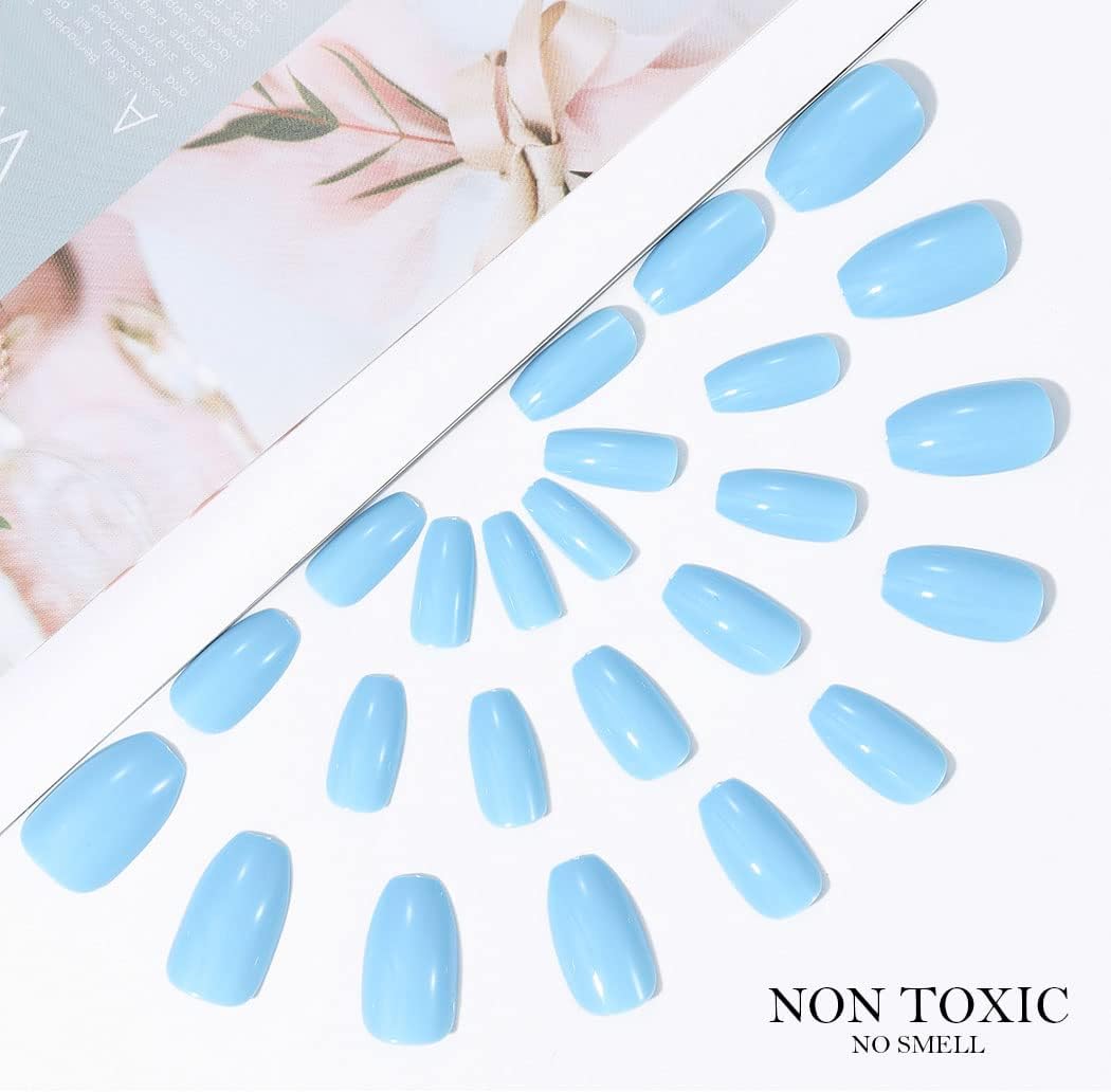 Vatocu Square Glossy False Nails Pure White Fake Nails Short Solid Press on Nails Acrylic Stick on Nails for Women and Girls (24pcs) (Pure 9) - Image 3