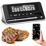 Thermomètre Cuisine, Thermometre Viande avec Application, Meat Thermometer Étanche IP67 Sans Fil, Sonde de Cuisson pour Barbecue, Four, Grill, Cuisine, Fumoir, Rôtisserie