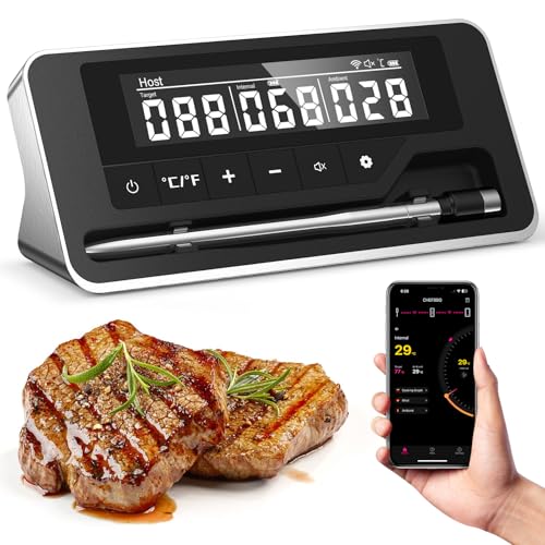 Pakinui Fleischthermometer Kabellos,Bluetooth Grillthermometer mit App, IP67 Wasserdicht Bratenthermometer Kabellos, Meat Grill Thermometer für Backofen Grill Smoker Rotisserie Airfryer Pakinui Fleischthermometer Kabellos,Bluetooth Grillthermometer mit App, IP67 Wasserdicht Bratenthermometer Kabellos, Meat Grill Thermometer für Backofen Grill Smoker Rotisserie Airfryer