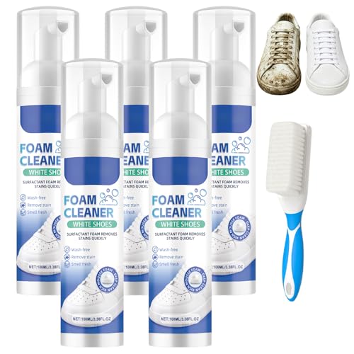 Kit nettoyage chaussures blanches mousse basket cuir textile sans eau brosse