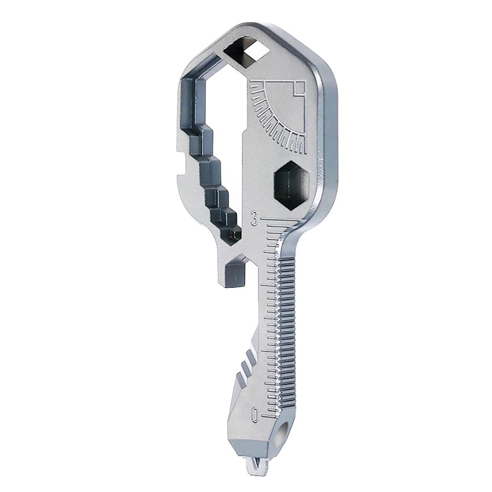 YIHECWY 24 in 1 Multi Tool Portable Stainless Steel Key Shaped Pocket Tool Bottle Opener Screwdriver Ruler Pocket Multi Tool Spanner Key Outdoor Survival Key for Outdoor