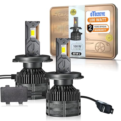 Image of H7 100W Car LED Headlight Bulbs Hi & Lo Beam 10,000LM, 6500K Cool White | Driving Night Vision | Car Accessories | 2 Years Warranty (Pack of 2) (Cool White) (100W, H7)