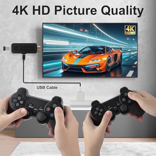 HHU Wireless Retro Game Console Stick, Plug and Play Video Controller, Pre-installed with Over 42,000 Games, 49 Emulators, 256GB Built-in Memory Card, 4K HDMI HD Output, 2 Wireless Game Controllers - Image 5