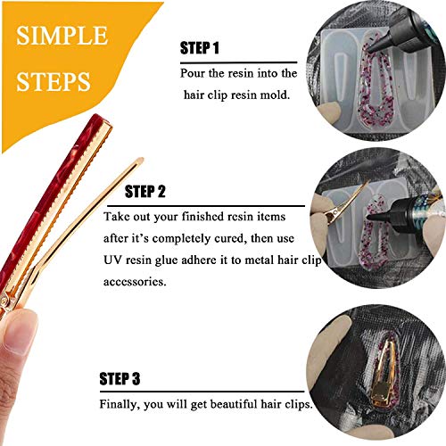 30Pcs Silicone Resin Molds Diy Hair Pin Jewelry Casting Mold For Hair Pin Pendant Making, Hair Clip Silicone Molds Jewelry Molds For Epoxy Resin #TOP3