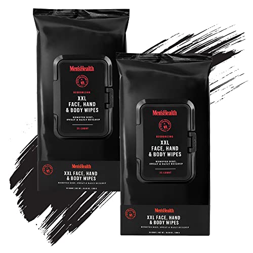 MEN'S HEALTH Body & Face Wipes - XL Body Wipes for Men, Shower Wipes, Gym Wipes, After Workout Wipes for a Quick Cleanup of Dirt, Sweat and Oil - Resealable Flip Top Pack (2 Pack - 30 Count) MEN'S HEALTH Body & Face Wipes - XL Body Wipes for Men, Shower Wipes, Gym Wipes, After Workout Wipes for a Quick Cleanup of Dirt, Sweat and Oil - Resealable Flip Top Pack (2 Pack - 30 Count)