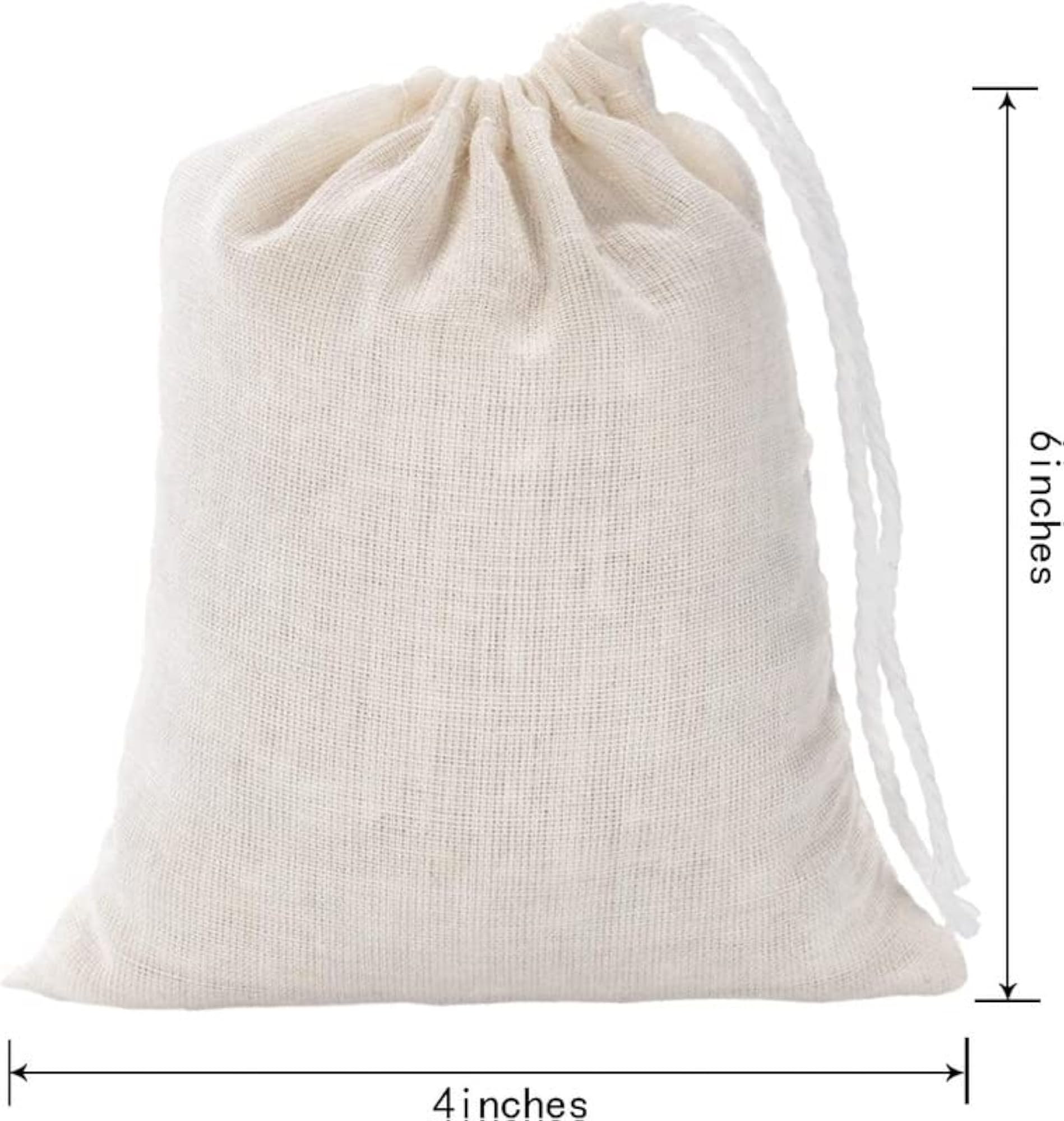 50 Pcs Muslin Bags, 4 x 6 Inch