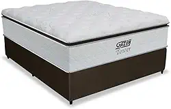 Cama Box Casal Colchão de Molas Pocket Ensacadas Tower Gazin 138x188x72cm Branco/Marrom