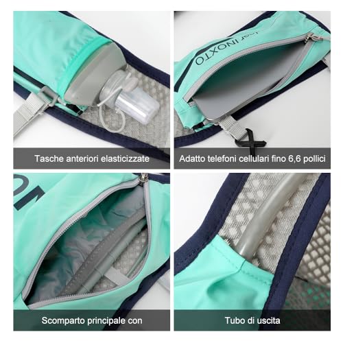 INOXTO Zaino da Corsa 5L - Leggero Zaino Idratazione con Strisce Riflettenti,Rete Traspirante per Outdoor, Maratona, Ciclismo, Alpinismo, Uomoe Donna