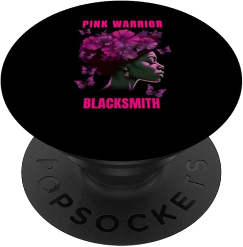 Breast Cancer Awareness Blacksmith Pink Warrior Woman PopSockets Standard PopGrip