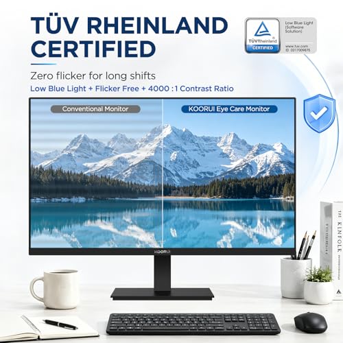 Image of KOORUI 27-inch Computer Monitor, 144Hz FHD VA, 4000:1, Adaptive Sync | 125% sRGB, TUV Eye Care, HDMI /VGA, VESA Mount and Tilt for Study, Work, Streaming and Play, Home Office
