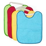 Ti TIN Pack 4 Baberos Bebé Impermeables y Absorbentes - 6 a 12 Meses - Ideal Guardería con Goma Elástica y Rizo de Algodón Extra Suave