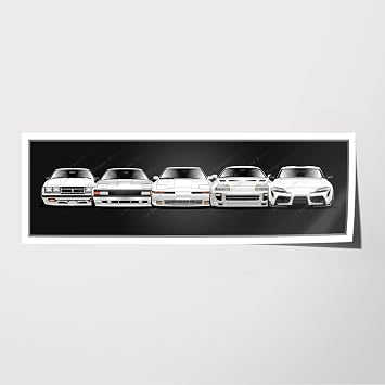 Platinuminc Artwork Automotive Car Rendering Diagram Painting Custom Wheels Suspensions Fit For Supra MK5 Mk4 Mk3 Mk2 Mk1 Generations Poster Paper 36x12 Inch item #800