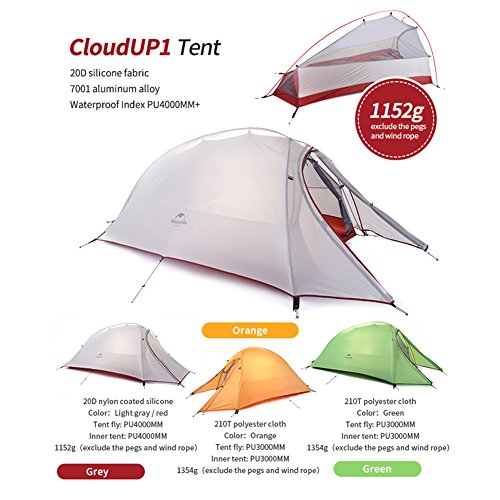Naturehike Cloud-up 1 Zelt für 1 Person – Ultraleichtes Campingzelt