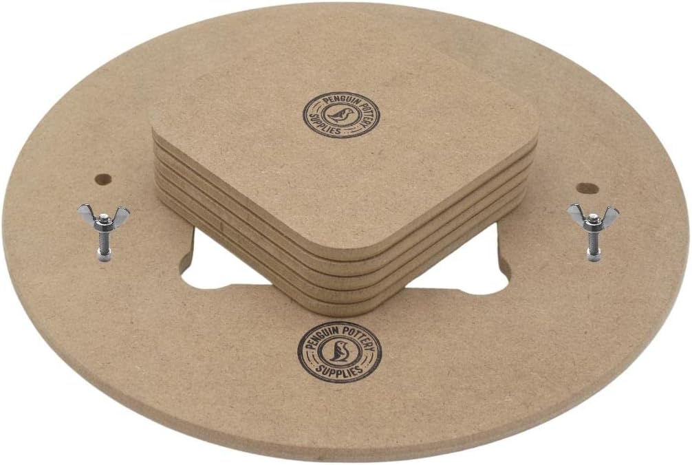 Penguin Pottery - Heavy Duty Bat System for Pottery Wheel - Includes 5 Bat Inserts - Great for Saving Space - Increase Productivity for Mugs, Pots and Other Small Pieces