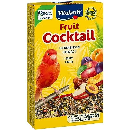 VITAKRAFT – Fruit Cocktail – Délicieux Mélange à base de Fruits et de Graines Dorées au Soleil – Alimentation Complète pour Canaris – 200 gr