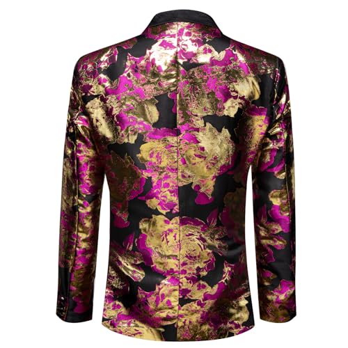 Image of Barry.Wang Mens Floral Blazer Suit Jacket Notched Lapel Casual Sport Coat