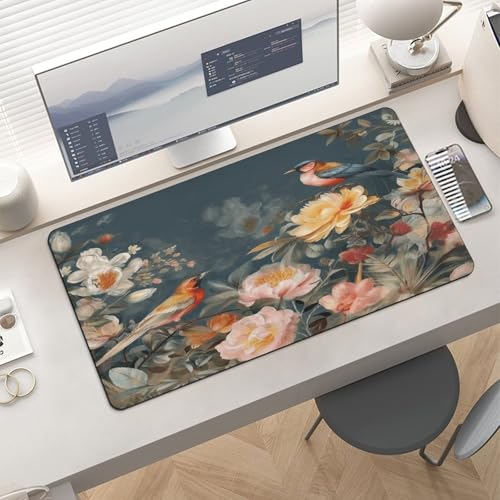 Flowers Birds desk pad grande impermeable 30x60 cm miniatura 6
