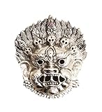 Gangesindia Hindu Religious Sculpture Bhairava Mask Handicraft Nazar Battu, Wall Hanging Metal Mahakal Face Mask Evil Eye Protector