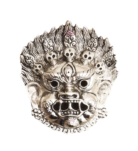 Gangesindia Hindu Religious Sculpture Bhairava Mask Handicraft Nazar Battu, Wall Hanging Metal Mahakal Face Mask Evil Eye Protector