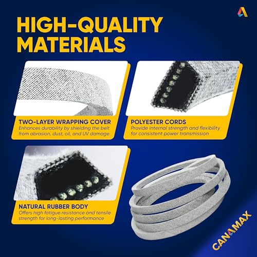 Image of 532197242 197242 Mower Deck Belt - for Husqvarna YTH24V48 YTH24K48 YTH2348 YTA24V48 Craftsman AYP Poulan Lawn Tractors with 48 inch Mower Deck | Aramid Cord |138.75 inch x 0.65 inch