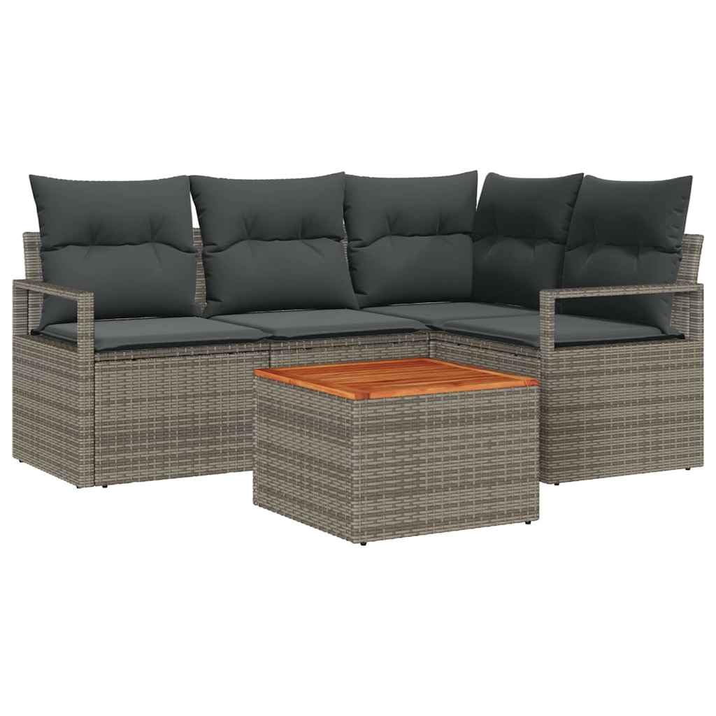 modułowy polirattan zestaw sof ogrodowy taras Szary 177 x 122 x 69 cm