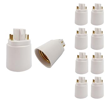 10pcs E-Simpo 4Pin Gx24q CFL to E26/E27 Lamp Base Socket Adapter Converter.Need Rewire to Bypass Ballast to Avoid Burnt Smell Flick. 10-Pack