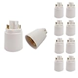 10pcs E-Simpo 4Pin Gx24q CFL to E26/E27 Lamp Base Socket Adapter Converter.Need Rewire to Bypass Ballast to Avoid Burnt Smell Flick. (10-Pack)