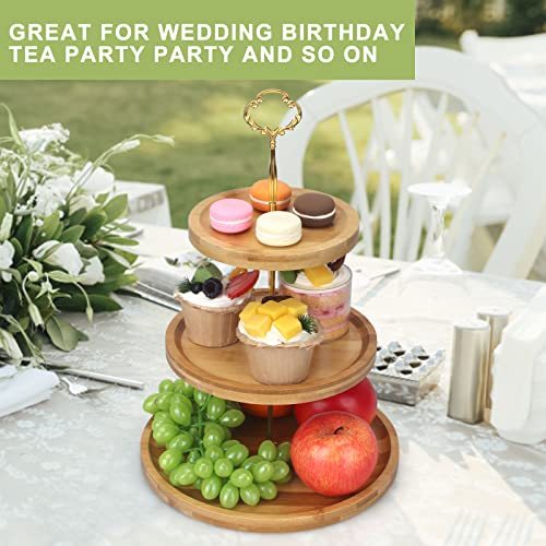 Renawe 3 Tier Bamboo Wooden Cupcake Stand Three Tiered Dessert Stand Wooden Tiered Tray Serving Platter For Wedding Cupcake Display Stand Tier Cake Holder Stand #TOP4