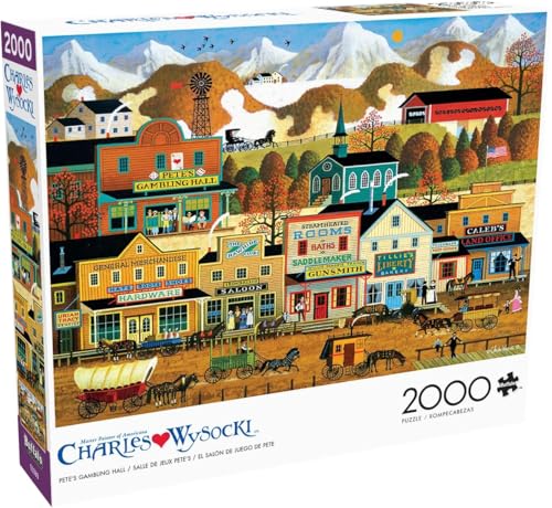 Buffalo Games - Charles Wysocki Pete's Gambling Hall - 2000 Piece Puzzle by Buffalo Games - Used condition - US$14.94