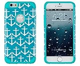 iPhone 6, DandyCase 2in1 Hybrid High Impact Hard Nautical Anchor Pattern + Teal Silicone Case Cover for Apple iPhone 6 (4.7