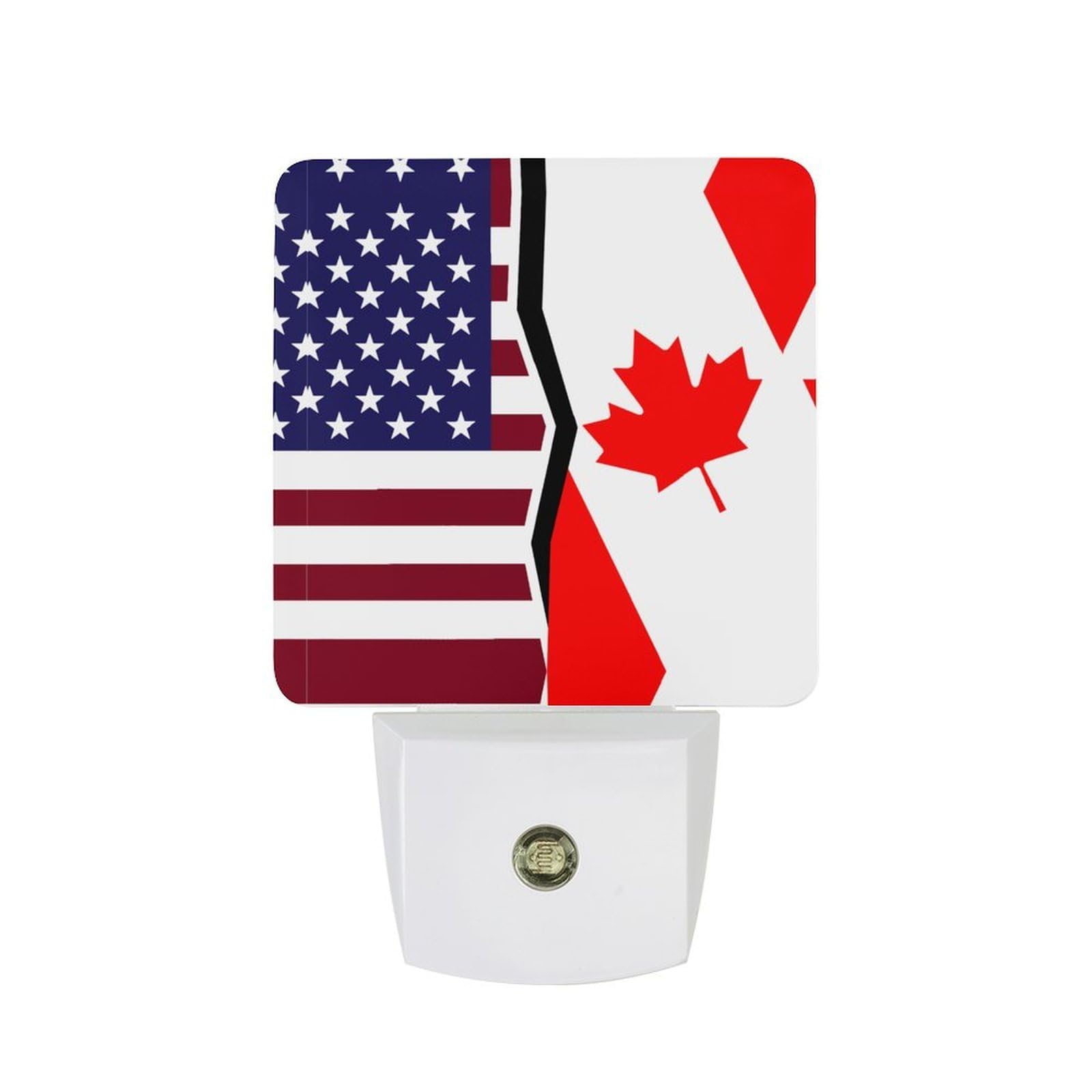 Nqrxadcrt Style Am-Ericans-And-Canadian Flag Night Light Plug In Wall Lights Bedside Lamp Bedrooms Home Hallways Decoration