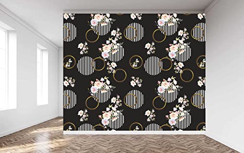 Image of CABANA HOMES Wall Stickers Botanical DIY Small Flower Wallpaper for Living Room (45 x 125 cm, 2 Rolls) (12 sq. ft) Decorative Self Adhesive Decals Home Decor Bedroom Drawing Room, Black