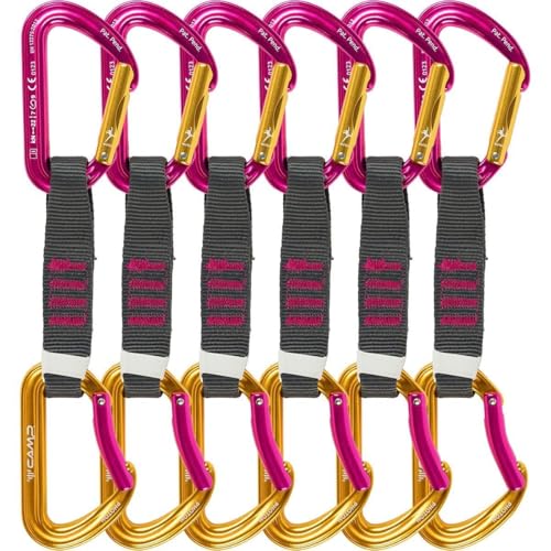 CAMP USA Photon Express KS Janja Quickdraws - 6-Pack of Lightweight Quickdraws for Sport Climbing - 12 cm