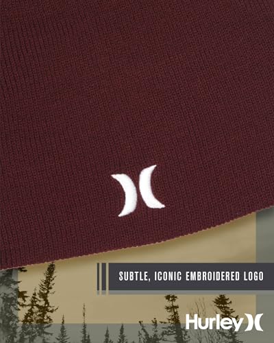 Image of Hurley Mens Beanie Icon Staples Lightweight Winter Hat | Lightweight Classic Loose Knit Fabric Delivers All-Day Warmth and Comfort for Casual Wear, Skiing or Snowboarding