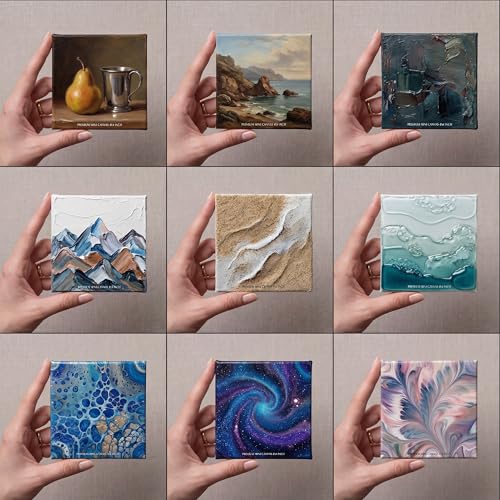 Image of SoulAbiti Blank Canvas Panels for Painting, 4x4 Inch (Set of 6) - 100% Cotton, Triple Gesso Primed - Small Square Canvas Boards for Acrylic, Oil, Fluid Art & Crafting - Ideal for Artists & Kids