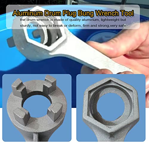 Image of Aluminum Drum Wrench, Bung Wrench, Barrel Opener Tool for Opening 10 15 20 30 55 Gallon Drum, Fits 2 inch and 3 /4 inch Bung Cap