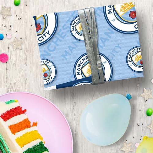 manchester city fc paper gift wrap sheets set one size bluewhite