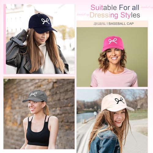 Image of Hercicy 4 Pack Bow Tie Baseball Cap for Women and Men Multicolor Trucker Hat Bulk Y2k Adjust Hat with Coquette Visor for Gift