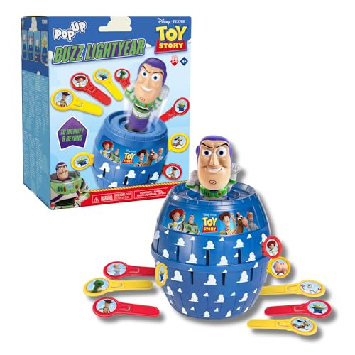 Image of TOMY Pop Up Buzz Lightyear Game, Toy Story Action Game for Kids, Funny jousting game with sticks, Disney Pixar Buzz Lightyear Family Game, Quick Response Game for 2-4 Players, Ages 4+