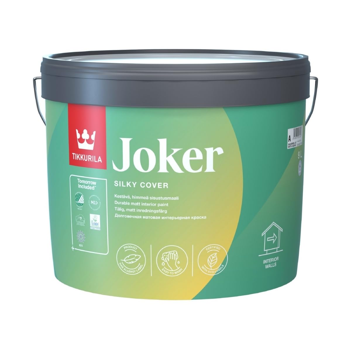 TIKKURILA Joker - Matt Paint for Interior Walls & Ceilings - Eco Friendly, Washable & Hard-Wearing (10 Litre, Light Colours)