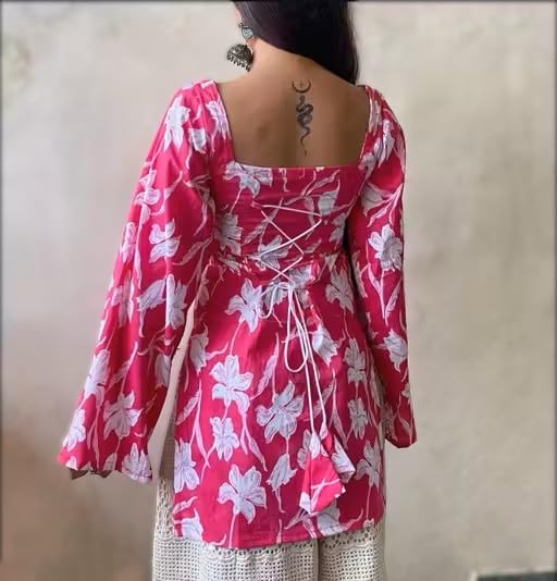 Image of Womens Pure Cotton Regular Floral Printed Top for Women