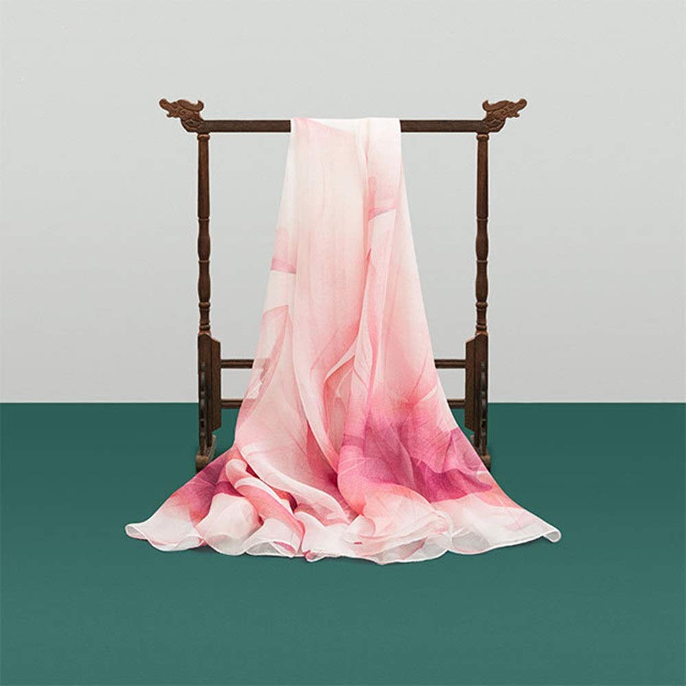 Pañuelos cuadrados de satén, Bufanda cuadrada de gasa seda for mujer, chal, estampado digital, primavera, transpirable, rojo, 175x110CM