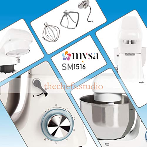 Image of MYSA SM-1516 Stand Mixer Food Mixer Tilt Head Heavy Duty Die Cast Aluminium Body, 5.5 Litres SS Bowl, 6 Speed with 1400 W Power for Baking and Cooking, Dough Hook, Wire Whisk and Beater, White