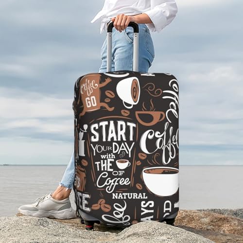 Dark Brown Coffee Cup print Luggage Cover Elastic Suitcase Covers for Protector Suitcase Sleeve for Luggage 18-32 In 7