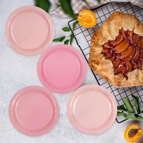 EVYIENEN 48 Pcs Pink Paper Plates,7 Inch Light Pink Party Supplies Disposable Paper Dessert Plates for Baby Shower Wedding, Birthday - Image 4