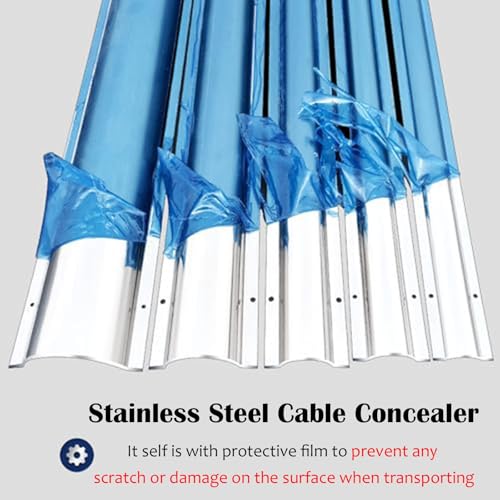 Canaleta para cables de acero inoxidable pintable, sistema de ocultación de cables, canal protector de cables metálico para proteger cables y prevenir riesgos de tropiezo (10 piezas, ancho exterior 1 3/5 pulgadas) miniatura 3