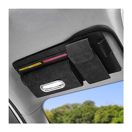 JNNJ Car Sun Visor Sunglasses Holder - Leather Glasses Case With Felt Lining, Clip-On Organizer For Most Cars