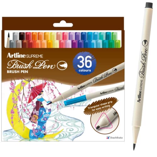 Artline Supreme Brush Pen For Coloriage, Journaling Note, Hand Lettering, Calligraphy Brush Style (Flexible), 36 Ink Colours Set (Epfs-F/36W) #TOP15
