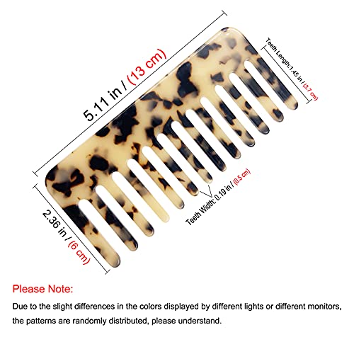 Large Wide Tooth Tortoise Shell Comb Hair Detangling Comb, 2 Pack French Hair Comb Wide Teeth Pocket Comb For Thick Curly Wavy Hair #TOP2