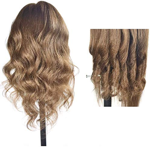 20"-22" Training Head 100% Real Human Hair Cosmetology Hairdressing Mannequin Manikin Doll Head (Table Clamp Holder Included) - Thumbnail 5